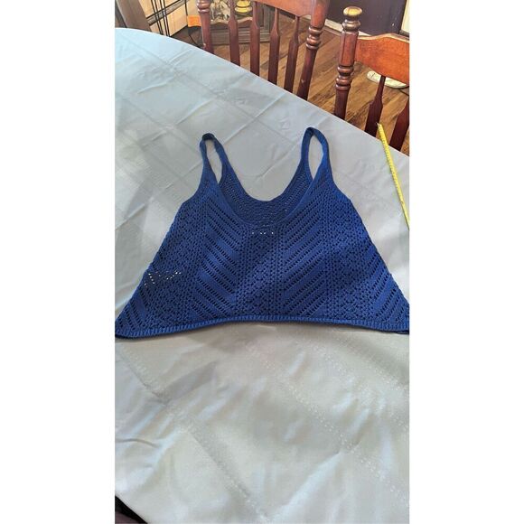 ABERCROMBIE & FITCH BLUE CROCHET TANK TOP SIZE S - Picture 10 of 11